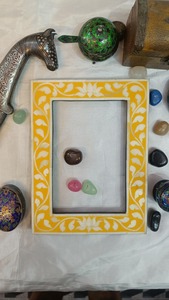 Modern Handcrafted <b>Wood</b> Photo Frame with Elegant <b>Canvas</b> Front & Bone Accents for Displaying Beloved Memories - Product Image 2