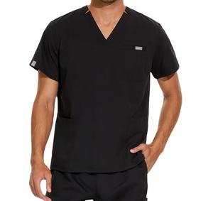 Uniformes de gommage d'infirmière médicale 3 poches pour le personnel hospitalier, vêtements hauts en coton imprimé noir, nouveaux modèles Offre Spéciale - Product Image 4