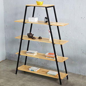 Minimalist A-Frame Iron <b>Shelf</b> 5-Tier with Rubber Wood Space Saving KKS001 - Product Image 2