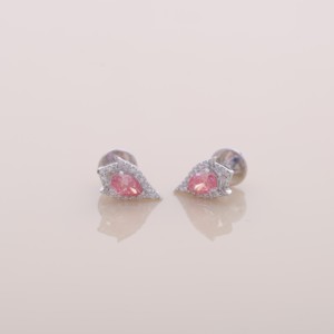 0.847 Carat Pink Pear Diamond Halo <b>Earrings</b> with 0.219 Carat Round Diamonds 9K Yellow White Rose Gold <b>Fine</b> Jewelry - Product Image 2