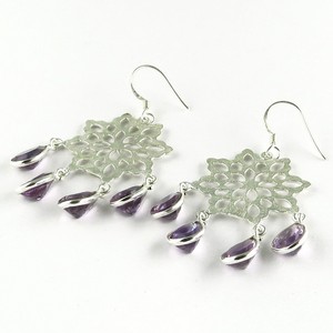 Pendientes de plata de ley 925 con flor auténtica y amatista púrpura, joyería de plata de ley 925, joyería India - Product Image 3