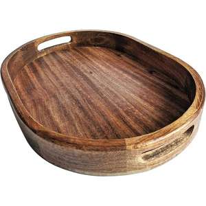 Vente en gros de décoration intérieure de qualité alimentaire Plateau de service en bois d'acacia de forme ovale vintage pour les aliments de l'exportateur indien à bas prix - Product Image 5