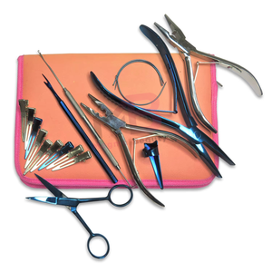 Kit d'outils multifonctionnels pour extensions de cheveux, pinces en acier inoxydable et ciseaux de coupe avec pinces de sectionnement, emballage personnalisé - Product Image 6