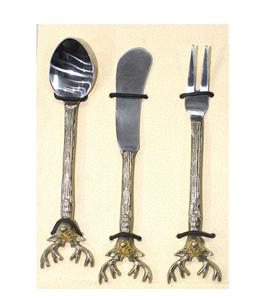 Ensemble couteau à beurre en acier inoxydable à manche de palmier et cuillère et fourchette pour bébé au prix le plus bas - Product Image 3