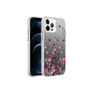 Coque de protection élégante à motif floral Netzy pour iPhone 12 Pro SAFA, étui rigide argenté, finition électro-plaquée, compatible avec 11pro 13pro - Product Image 1