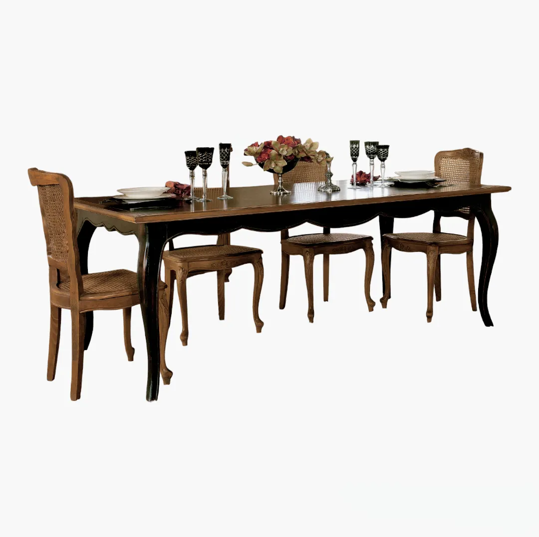 Mesa de comedor extensible provenzal de calidad italiana hecha a mano con patas acanaladas en diferentes medidas W 140 ext a 180 D 90 H 80