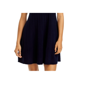 Abito in Lana Cashmere Blu Navy di C Bloomingdale's, ODM, Corto, Linea ad A, Senza Spalline, Vita Naturale, Moda Invernale con Dettagli Diamantati - Product Image 6