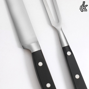 Ensemble de couteaux de barbecue en acier inoxydable 2 pièces avec manche en bois, couteau de camping et de cuisine, écologique, personnalisable OEM - Product Image 2