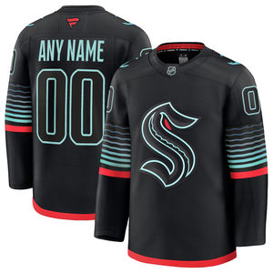 Maillot de Hockey personnalisé noir sarcelle et rouge pour hommes à manches longues léger Patchwork Sportswear confortable respirant athlétique - Product Image 1