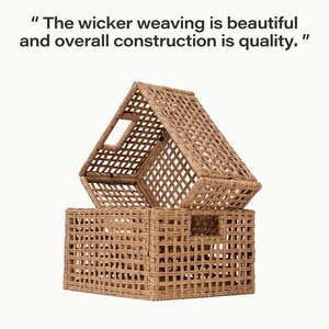 Square woven rattan <b>basket</b> Handmade <b>Storage</b> <b>Basket</b> Wholesale eco-friendly Made in Viet Nam - Product Image 4