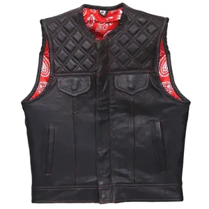 Gilets de club en cuir véritable Gilet de motard Gilet de club en cuir véritable sans manches - Product Image 1