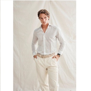Camicia da uomo in cotone 100% 3D digitale stampata micro geometrica modello astratto seguendo il Made in Italy tradizione vintage - Product Image 1