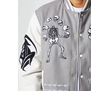 Blouson universitaire de créateur OEM pour hommes blouson de baseball en cuir brodé avec logo personnalisé patch en chenille tissu de style letterman ODM - Product Image 5