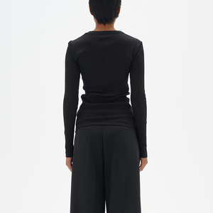 Camisetas de manga larga para adultos teñidas lisas para mujer de corte Regular estirable de secado rápido nueva Lona de alta calidad ecológica - Product Image 2