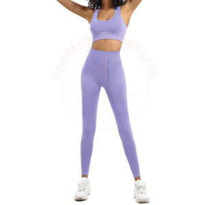 Conjunto de Yoga para Mujer de Alta Calidad sin Costuras con Estampado, Transpirable, Cintura Elástica, Spandex/Poliéster - Product Image 2