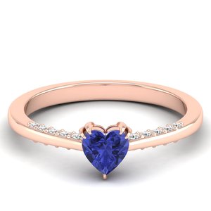 Bagues de fiançailles REYES en forme de cœur avec pierre précieuse tanzanite de 0,5 CT pour femmes en argent sterling 925, bijoux en moissanite - Product Image 5