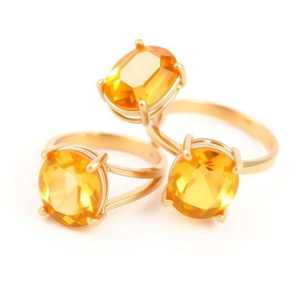 Anillo Premium de Plata de Ley 925 Chapado en Oro de 18K con Circonita Cúbica Redonda Amarilla de 10mm, 6 g, Regalo de Cumpleaños para Mujer - Product Image 5