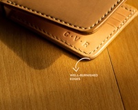 Dompet Pria Kulit Asli Nabati Alami Vintage Tipis Tahan Air Lipat Dua Buatan Tangan Kulit Full Grain Asli Raw Veg