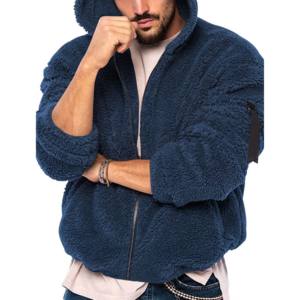 Sweat-shirts à capuche en sherpa à fermeture éclair surdimensionnés pour hommes, très vendus, personnalisables avec un tissu mélangé 100% coton, hiver - Product Image 3