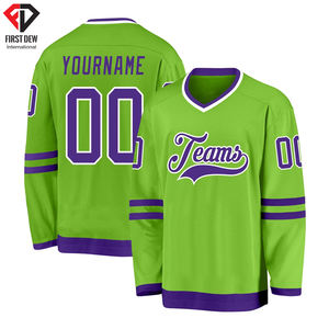 Maillot de Hockey sur glace à manches longues, col en V, bonne qualité, bon marché, vente en gros, impression par Sublimation complète, 100% Polyester, pour hommes adultes - Product Image 3