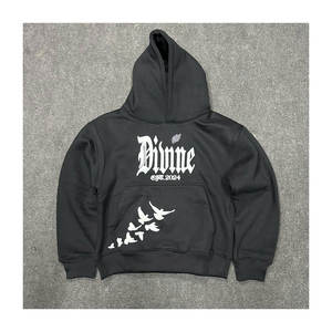 Streetwear avec impression de logo brodé personnalisé, pulls à capuche, polyester/coton, mélange écologique, coupe Boxy légère pour hommes - Product Image 6