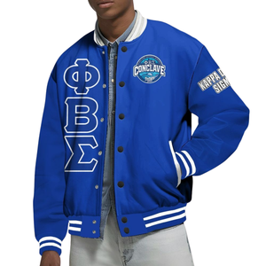 Phi Beta Sigma 1914 Azul Blanco Letterman Varsity Jacket Greek Life Fraternity Chenille Patch Classic College Jacket - Product Image 4
