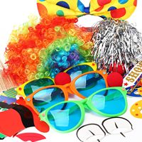 Cirque Photo Booth Props Argent Perruque Clown Bandeau Clown Nez Drôle En Plastique Verre Accessoire Kit Carnaval Fête D'anniversaire Fournitures