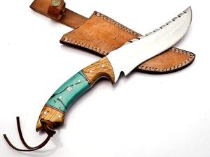 Couteau de pêche artisanal en acier au carbone avec manche en bois et étui en cuir fin, cadeau pour elle, couteau tendance, couteau de boucher - Product Image 3