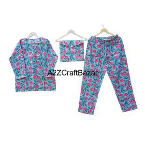 Conjunto de pijama de algodón con estampado Floral romántico para mujer, estilo informal de lujo, cierre de cintura elástica, ropa de casa transpirable para verano e invierno - Product Image 6