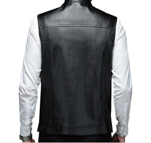 Gilet de mode personnalisé pour hommes au prix de gros Gilet en cuir d'hiver pour hommes avec fonction coupe-vent Design ODM Gilet de motard de qualité supérieure - Product Image 6