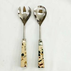 salad bar serving set metal decorative salad servers <b>Gold</b> <b>Mirror</b> Polished Cutlery <b>Table</b> Dessert Salad Server Spoon - Product Image 4