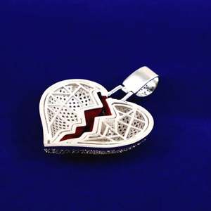 จี้เพชรรูปหัวใจที่แตกสลายประดับด้วยเพชรสุดๆจี้หัวใจแตกสลายขนาดไมโครปูจี้หัวใจแตกสลายสไตล์ฮิปฮอปของขวัญสำหรับเธอ - Product Image 4