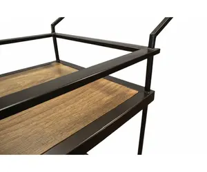 Chariot de service utilitaire de luxe en céramique fait main, robuste et écologique, style américain, pour bar à cocktails, noir, multi-niveaux, sécurisé - Product Image 4