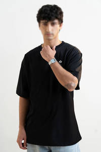 Black <b>Men</b> Oversized Short Sleeve <b>Crew</b> <b>Neck</b> <b>T</b> <b>Shirt</b> Cotton Jersey Fabric Relaxed Casual Top Streetwear Apparel Supply - Product Image 5