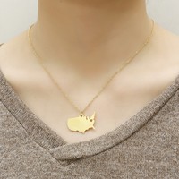 Collar con Colgante de Mapa de País en Acero Inoxidable Chapado en Oro, Resistente al Agua, Joyería Internacional para Parejas, Venta al Por Mayor, Acero Inoxidable PVD