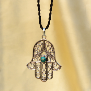 Best Seller Trendy 14K chapado en oro turquesa piedra preciosa Hamsa diseño colgante lindo fiesta occidental boda latón joyería aniversario - Product Image 3