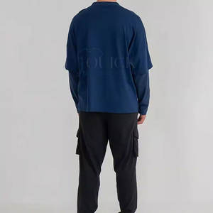 Oversized Men's Double Layer Solid Polyester/Cotton Breathable Quick Dry Eco-Friendly <b>T</b>-<b>Shirt</b> with Custom Logo High Quality - Product Image 4