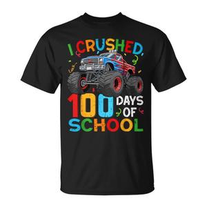 Felice 100° Giorno di Scuola - T-shirt con Design Monster Truck per 100 Giorni di Scuola, Abbigliamento Promozionale - Product Image 1