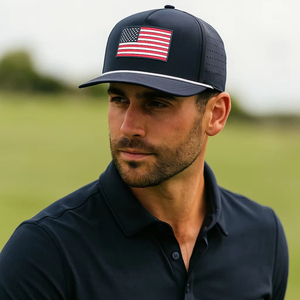 หมวกเบสบอล gorras 5แผงโลโก้ออกแบบได้ตามต้องการแผ่นยางพีวีซี USA FLAG ตัดด้วยเลเซอร์คุณภาพสูงกอล์ฟกันน้ำหมวกกีฬา - Product Image 1