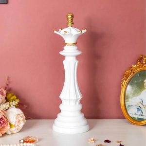Reine Échecs Showpiece Parfait Décor À La Maison Idées Bureau Bureau ou Table D'étude Accessoire Style Antique Blanc Chesspiece Sculpture - Product Image 2