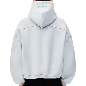 Nouveaux sweats à capuche unisexes personnalisés couleur unie, épais, avec broderie vintage, patch, délavage acide, épaules tombantes et fermeture éclair, 100% coton - Product Image 6