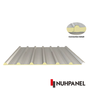 Super Eco PIR Insulated Steel Roof Panel <b>7</b> Rib Water <b>Fire</b> Resistant Industrial Design 24mm Height 1000mm Warehouse Exterior Wall - Product Image 2