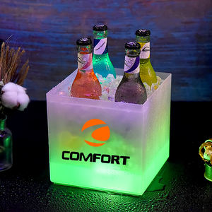 Seau à glace électrique lumineux pour champagne, multi-usages, carré, avec poignée, refroidisseur de bouteilles LED pour fêtes - Product Image 5