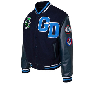 Chaqueta con letras de lana para hombre de alta calidad, ropa de calle de estilo Hip Hop de invierno con soporte bordado, venta al por mayor, Mangas de cuero cálidas - Product Image 3