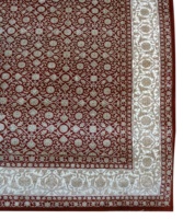 Wohndekor Kastanienbrauner Creme-Blumen-Teppich, Indisch Handgeknüpft, Traditioneller Persischer Rot/Elfenbein Herati Teppich, Wolle/Viskose, Mittellanger Flor, Hochwertig