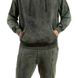 Acid Wash Winter Sporty Tracksuits <b>Zip</b>-<b>Up</b> <b>Hoodies</b> & Sweatpants Sets 100% Cotton Quick Dry Breathable Eco-Friendly Pakistan - Product Image 2