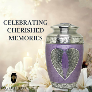 โกศเผาศพสีม่วงรูปหัวใจสีเงิน |   งานฝีมือ ทนทาน ปรับแต่งได้ เป็นมิตรกับสิ่งแวดล้อม สไตล์คริสเตียน ยุโรป/อเมริกา 220 คิวบิก - Product Image 5