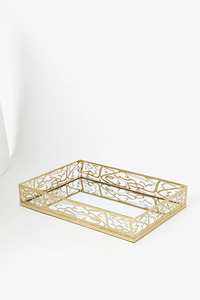 Plateau de service de qualité supérieure en métal Design de fleurs personnalisé pour le plateau de table de noël - Product Image 2