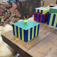 Neue Ankunft hand gefertigte MDF quadratische Geschenk box mit Deckel HNH Craft Lack gestreifte Form Box Custom Design und Logo aus Vietnam