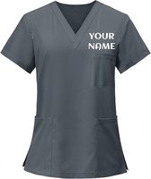 Meilleures ventes : Uniforme hospitalier unisexe à manches courtes, col en V, en tricot extensible mélange coton-polyester, sans couture, avec détection par aiguille
